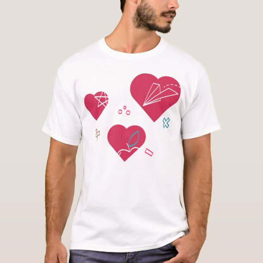 T-shirt Heart Symbols with Education Elements for Creative (Devant)