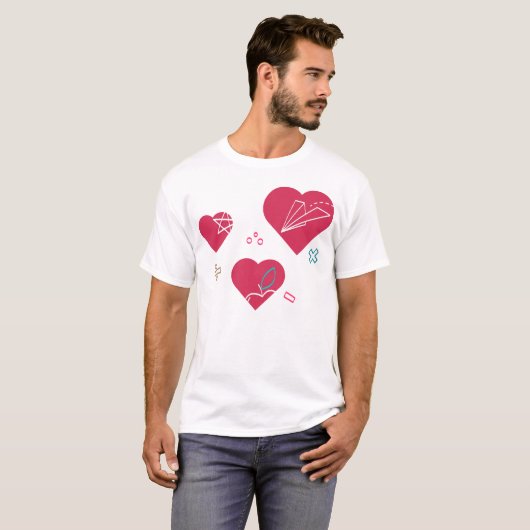 T-shirt Heart Symbols with Education Elements for Creative (Devant entier)