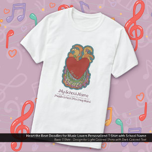 T-shirt Heart the Beat Doodles Music Lovers Nom de l'école