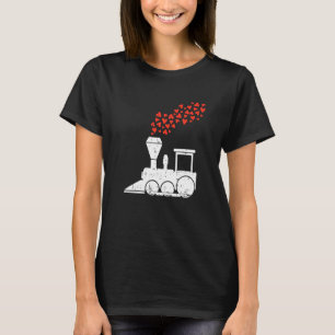 T-shirt Heart Train Valentines Day Cute Love Railroad Boys