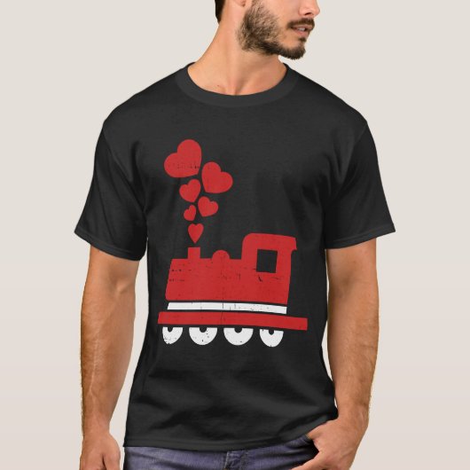 T-shirt Heart Train Valentines Jour Cool Chemin de fer Lov (Devant)