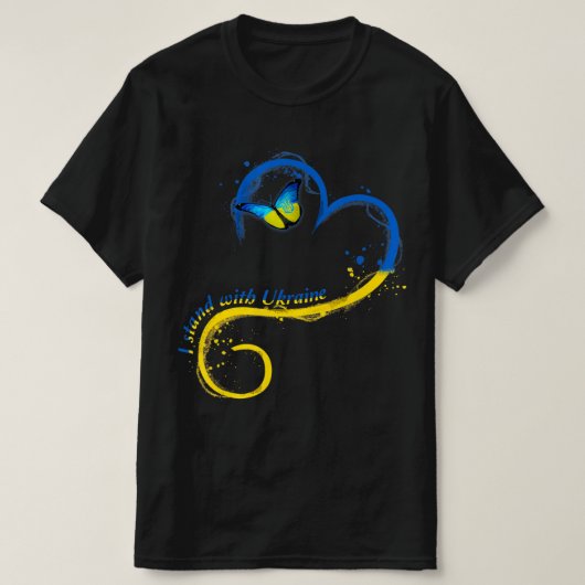 T-shirt Heart Ukraine Butterfly Ukrainian Flag I (Design devant)