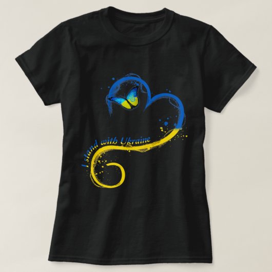 T-shirt Heart Ukraine Butterfly Ukrainian Flag I (Design devant)