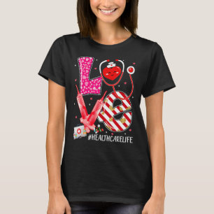 T-shirt Heart Valentines Day Cute Love Healthcare Worker N