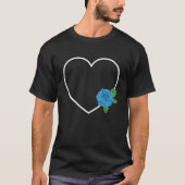 T-shirt Heart with Blue Flower Rose (Devant)