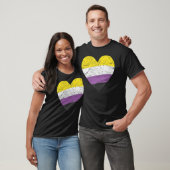 T-shirt Heart with Non Binary Flag Nonbinary Pride Month (Unisexe)