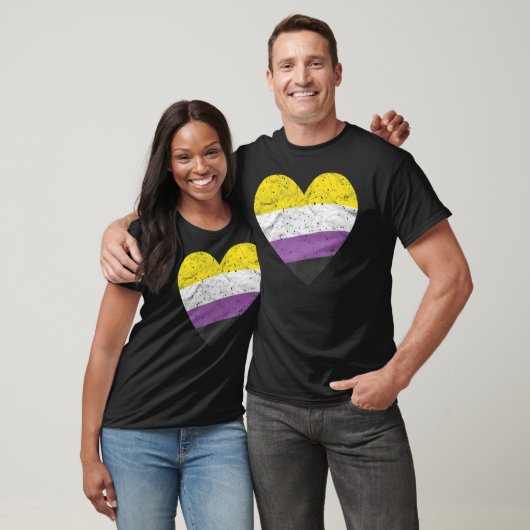 T-shirt Heart with Non Binary Flag Nonbinary Pride Month (Unisexe)