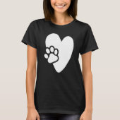 T-shirt Heart with Paw Pet Design for Puppies Dogs Lovers  (Devant)