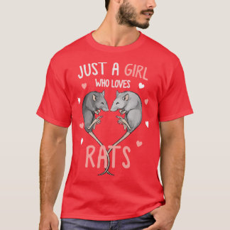 T-shirt Heartail Juste une fille qui aime les rats vintage