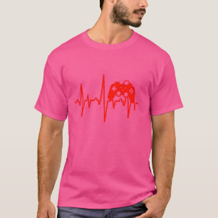 T-shirt Heartbeat d'un Gamer Heartbeat Line et Gamepad De
