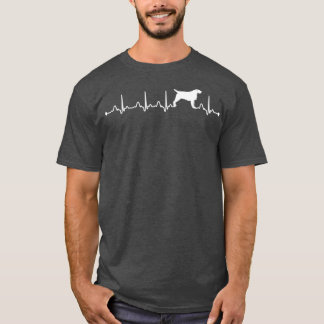T-shirt Heartbeat EKG Fière Pointeur À poils durs Doit Gri