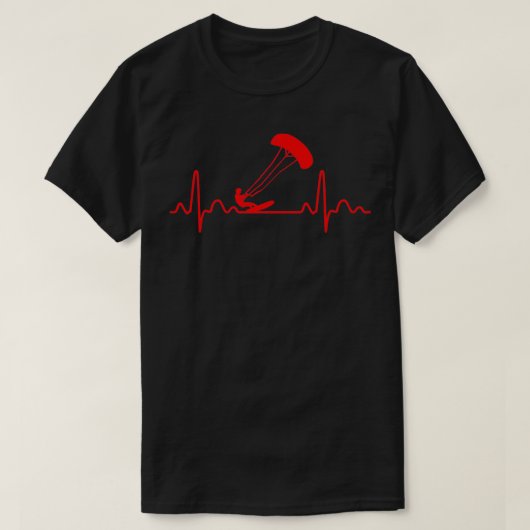 T-shirt Heartbeat Kite Surfing Kite Surfer Funny Idée cade (Design devant)