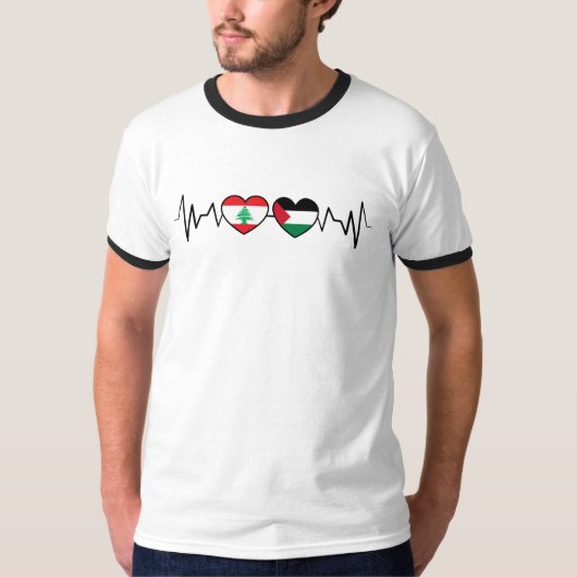 T-shirt Heartbeat Lebanon Palestine Unity drapeaux. (Devant)
