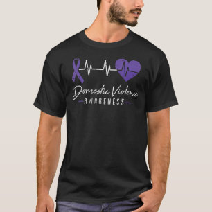 T-shirt Heartbeat Purple Ribbon Prix pour la violence fami