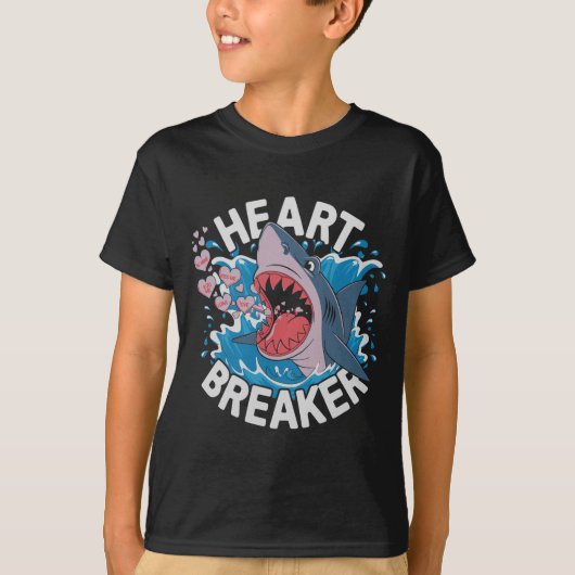 T-shirt Heartbreaker Shark Cute Funny Love Design For Vale (Devant)