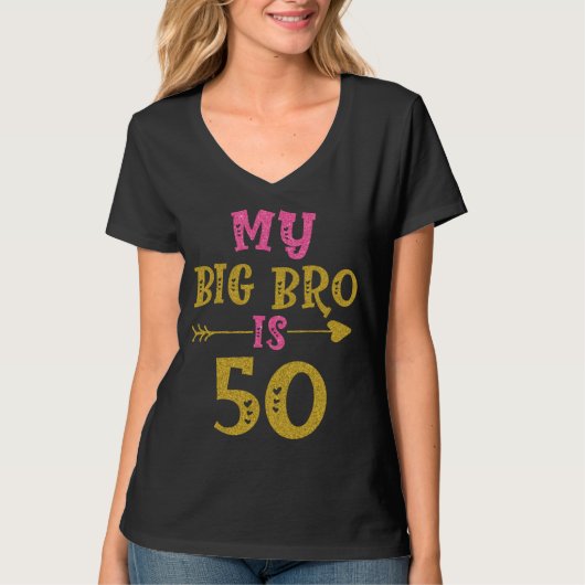 T-shirt Hearts 50th Bday For Big Brother From Sister Broth (Devant)