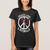 T-shirt Hearts Dog Face Happy Peace Day Peace Love And Pit (Devant)