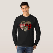 T-shirt Hearts Leopard Plaid Buffalo Heart Love Valentine' (Devant entier)