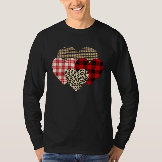 T-shirt Hearts Leopard Plaid Buffalo Heart Love Valentine' (Devant)
