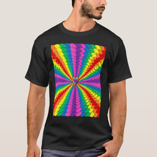 T-shirt Hearts Rainbow Gay pride 2022 LGBT Flag with Heart (Devant)