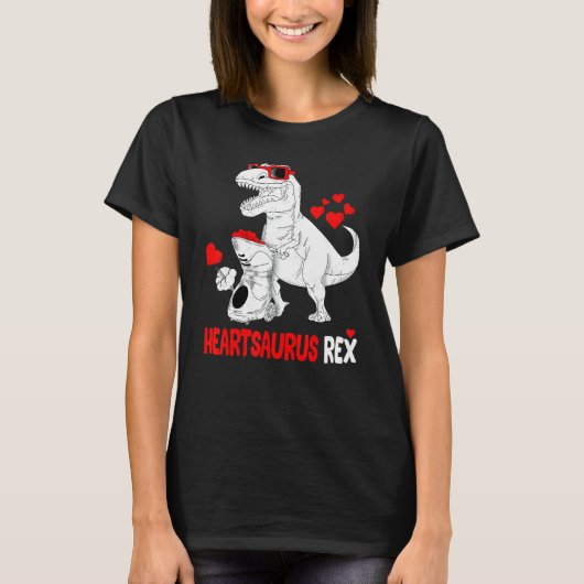 T-shirt Heartsaurus Rex Dino Shirt Hearts Valentines Days  (Devant)