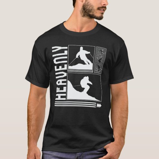 T-shirt Heavenly Skiing Skier Winter Snowboard Snowboarder (Devant)