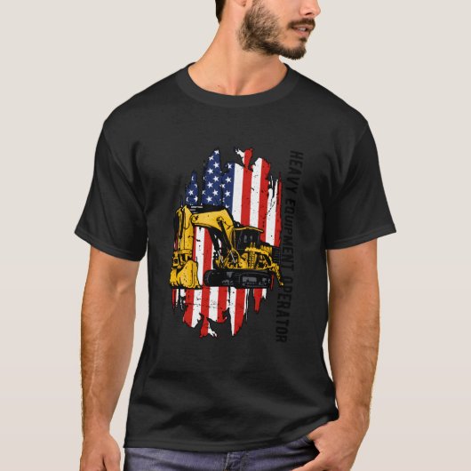 T-shirt Heavy Equipt Operator Us Flag Heavy Machinery Oper (Devant)