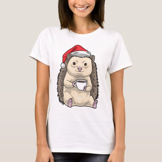T-shirt Hedgehog Christmas Coffee (Devant)