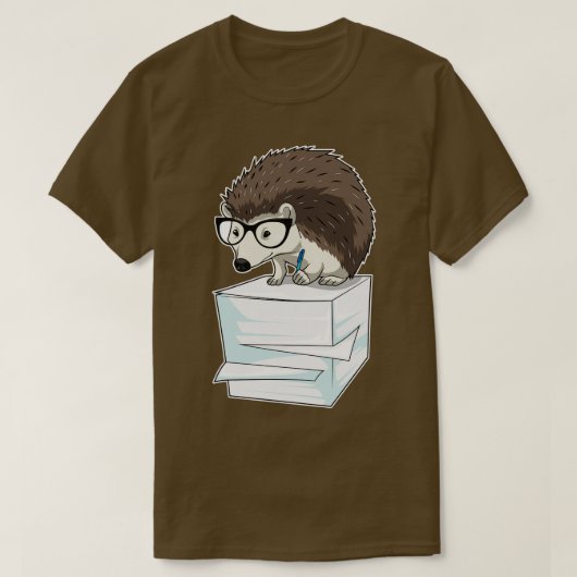 T-shirt Hedgehog Secrétaire Stack de papier (Design devant)