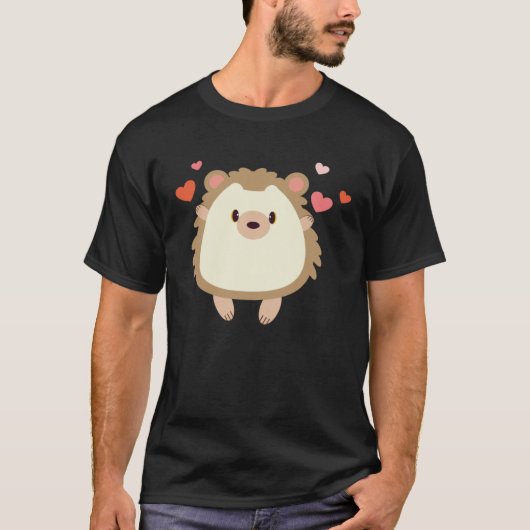 T-shirt Hedgehog Valentines Day Heart Animals (Devant)