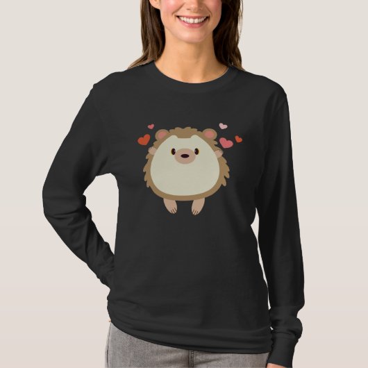 T-shirt Hedgehog Valentines Day Heart Animals (Devant)