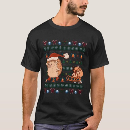 T-shirt Hedgehog Xmas cadeau mignon animal laid Noël (Devant)