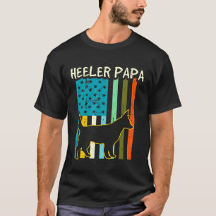 T-shirt Heeler Papa Australian Cattle Drapeau Américain Ré