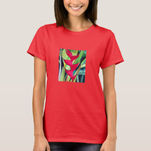 T-shirt Heliconia Lobster Claw fleur d'aquarelle tropicale