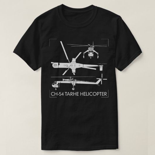 T-shirt Hélicoptère CH54 Tarhe Skycrane découpe Silhouette (Design devant)