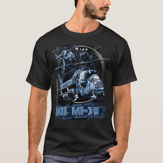 T-shirt Hélicoptère D'Attaque À L'Arrière Mi-35 (Devant)