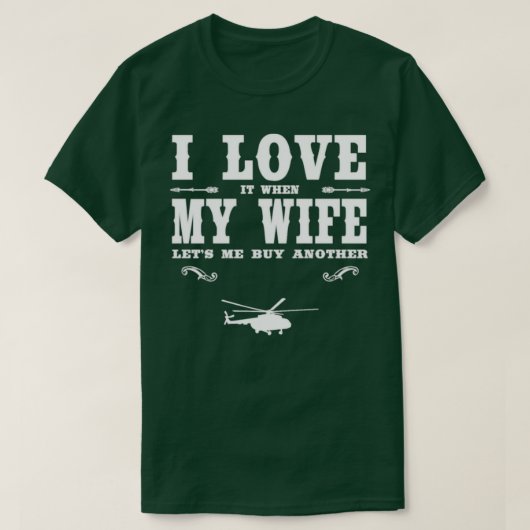 T-shirt Hélicoptère J'Aime Ma Femme Amoureux D'Hélicoptère (Design devant)