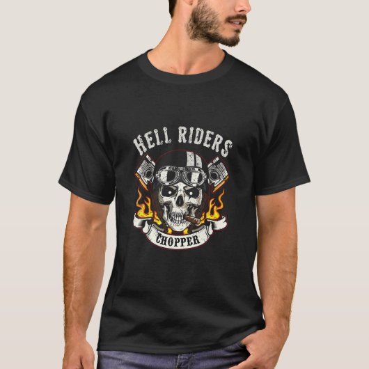 T-shirt Hell Rider Chopper Biker Crâne (Devant)