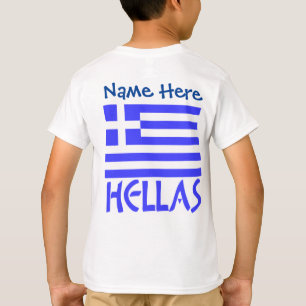 T-shirt Hellas et drapeau grec personnalisation bleue pour