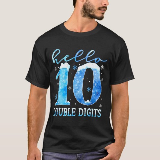 T-shirt Hello 10 Double Digits Snowflakes Winter Christmas (Devant)