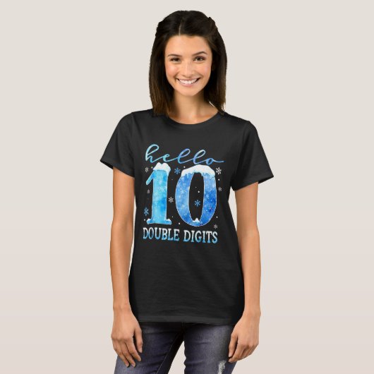 T-shirt Hello 10 Double Digits Snowflakes Winter Christmas (Devant entier)