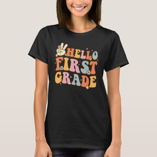 T-shirt Hello 1st First Grade First Day Back To School Gro (Devant)