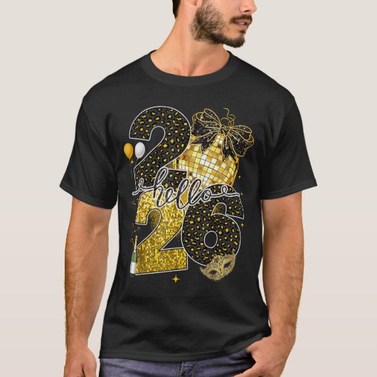 T-shirt Hello 2026 Happy New Year Disco Ball Nye Countdown (Devant)