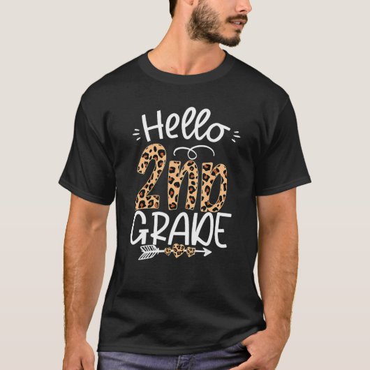 T-shirt Hello 2nd Grade Leopard Teacher Students Back To S (Devant)
