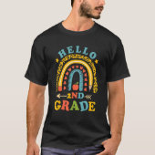 T-shirt Hello 2nd Grade Teacher Leopard Rainbow Back To Sc (Devant)