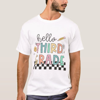 T-shirt Hello 3Rd Grade Back To School Pencil Teacher Kids