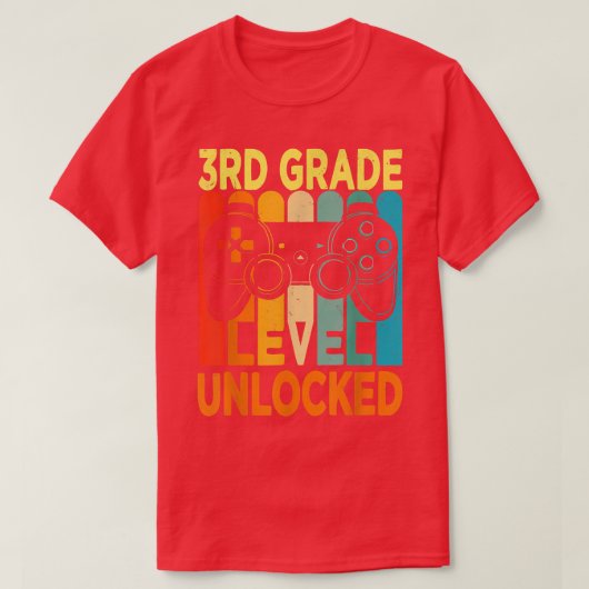 T-shirt Hello 3rd Grade Level Unlocked Video Game Back to (Design devant)