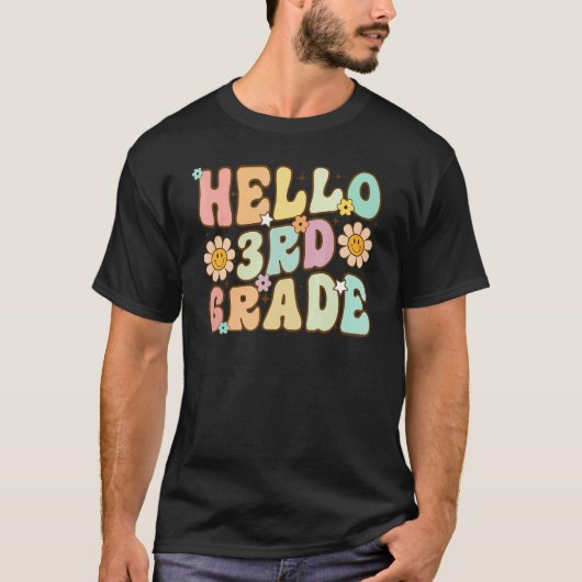 T-shirt Hello 3rd Grade Rainbow Teachers Kids Back to Scho (Devant)