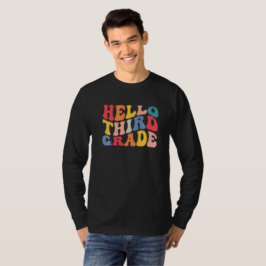 T-shirt hello 3rd third grade teacher Back To School Retro (Devant entier)