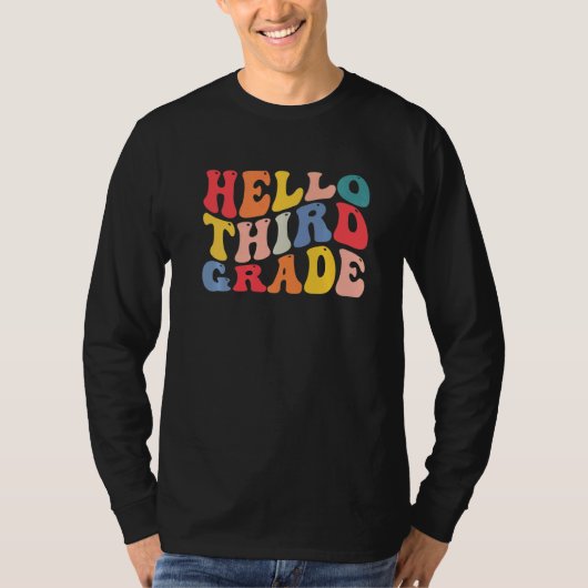T-shirt hello 3rd third grade teacher Back To School Retro (Devant)